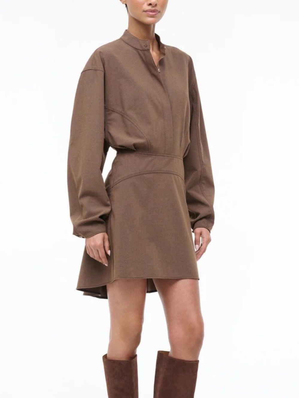 Staud Kiln Hi-Low Long Sleeve Shirt Dress